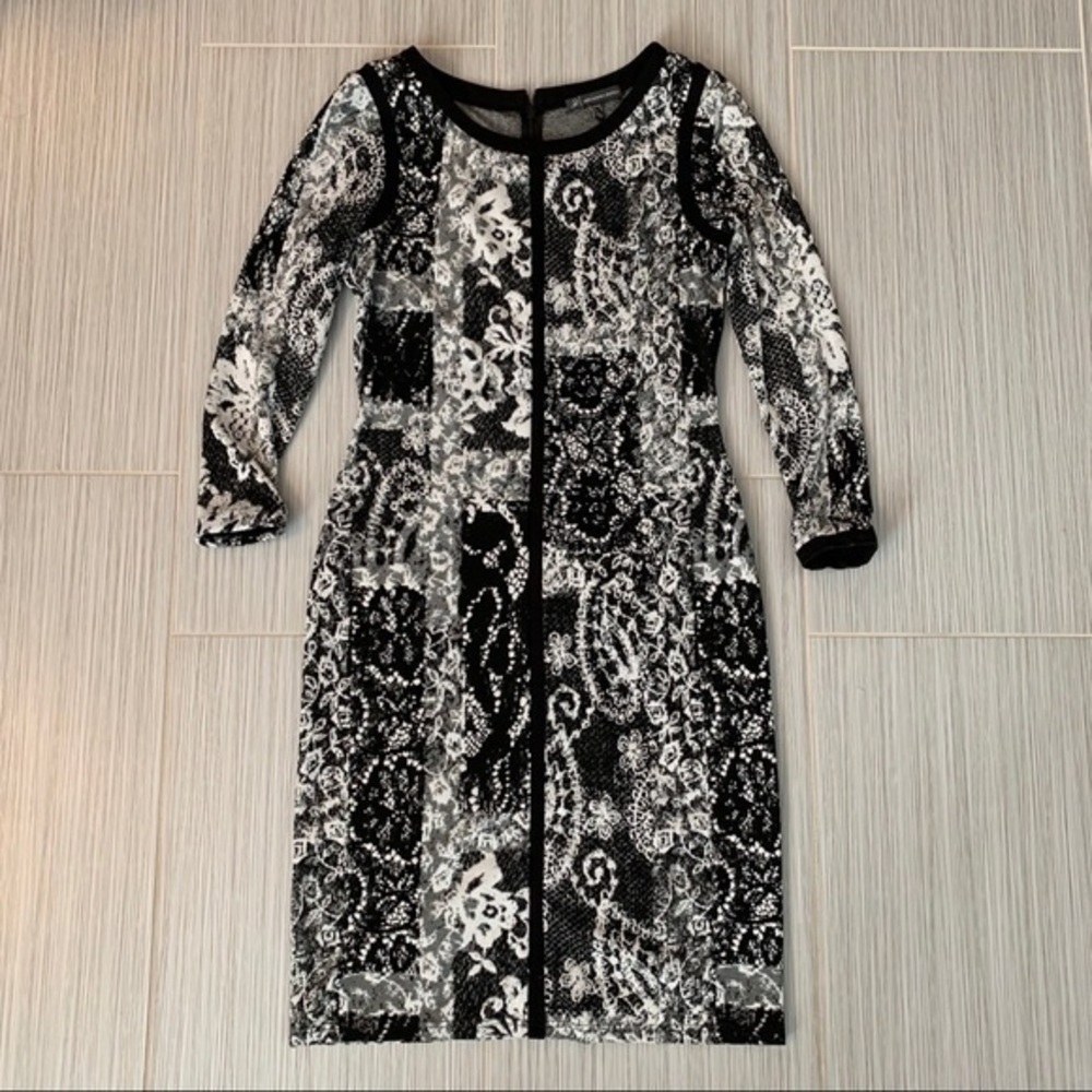 Adrianna Papell floral vine patch midi dress